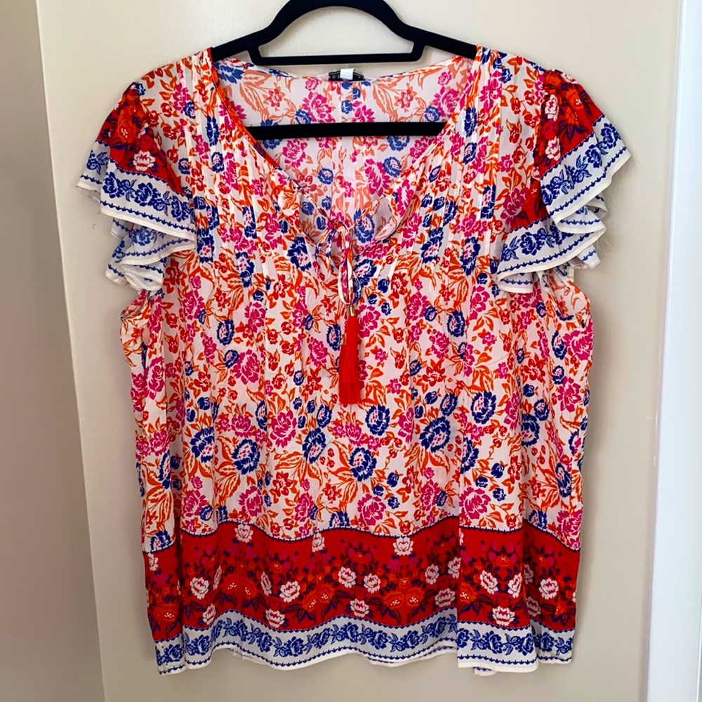 Ruffle Short Sleeve Blouse